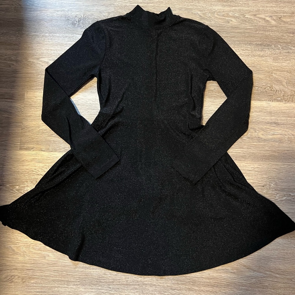 Black Shimmer Long Sleeve Dress